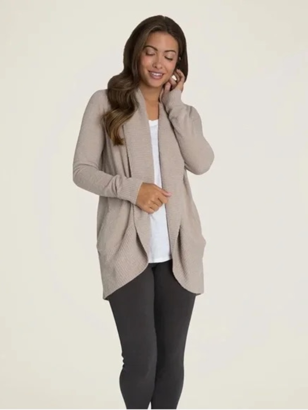 Barefoot Dreams Cozy Chic Open Cardigan Sweater XS/S Cream - Picture 2 of 8